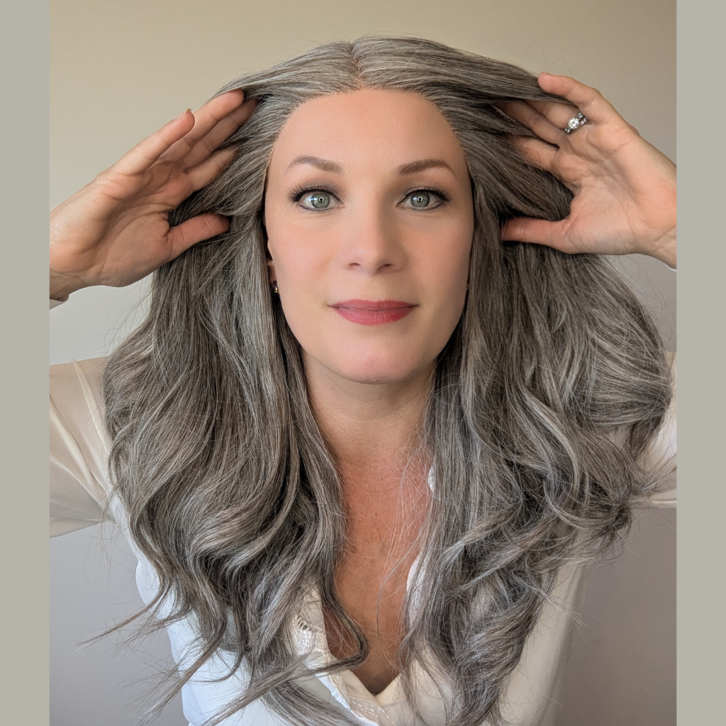 lace front wig luxury synthetic light grey front