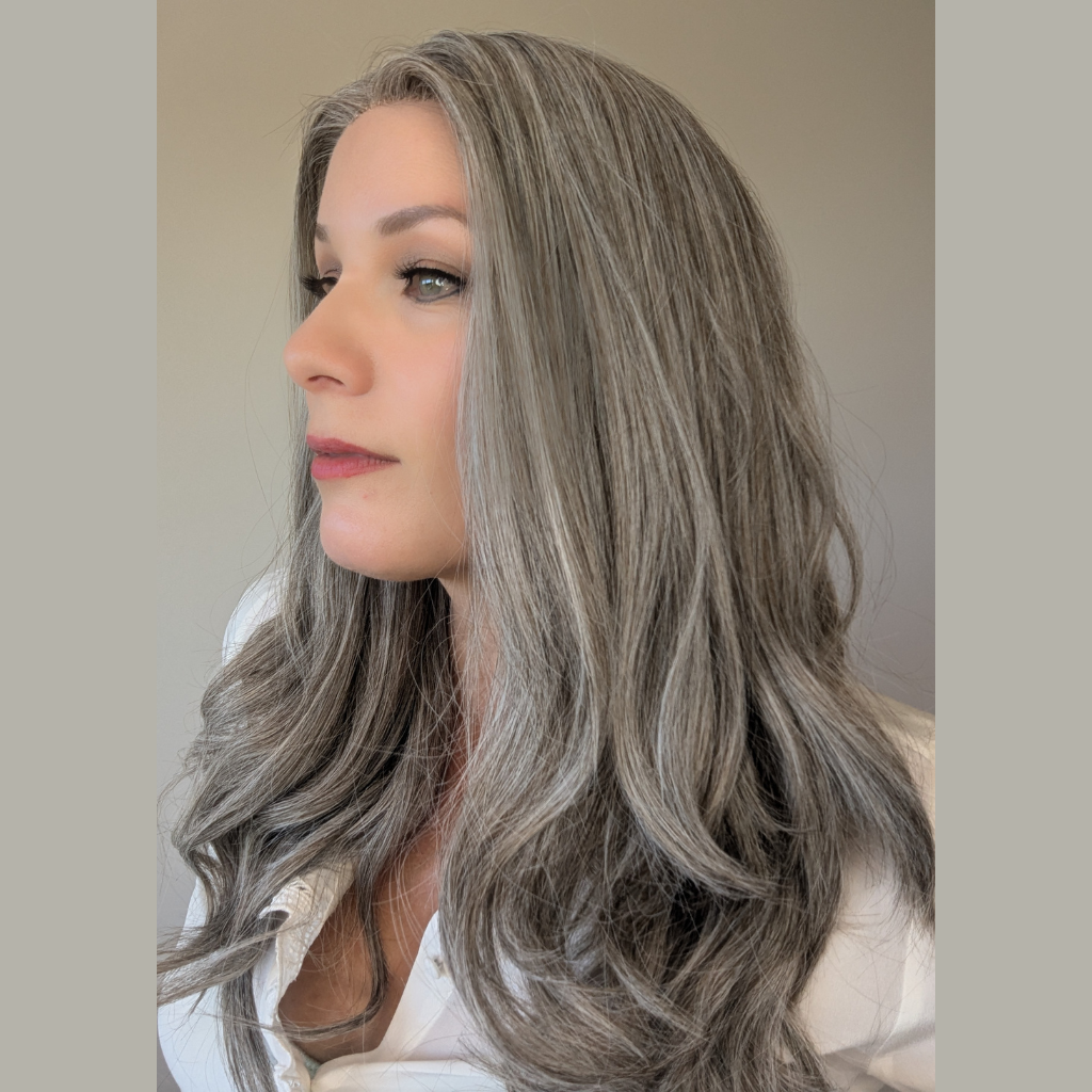 lace front wig luxury synthetic light grey side