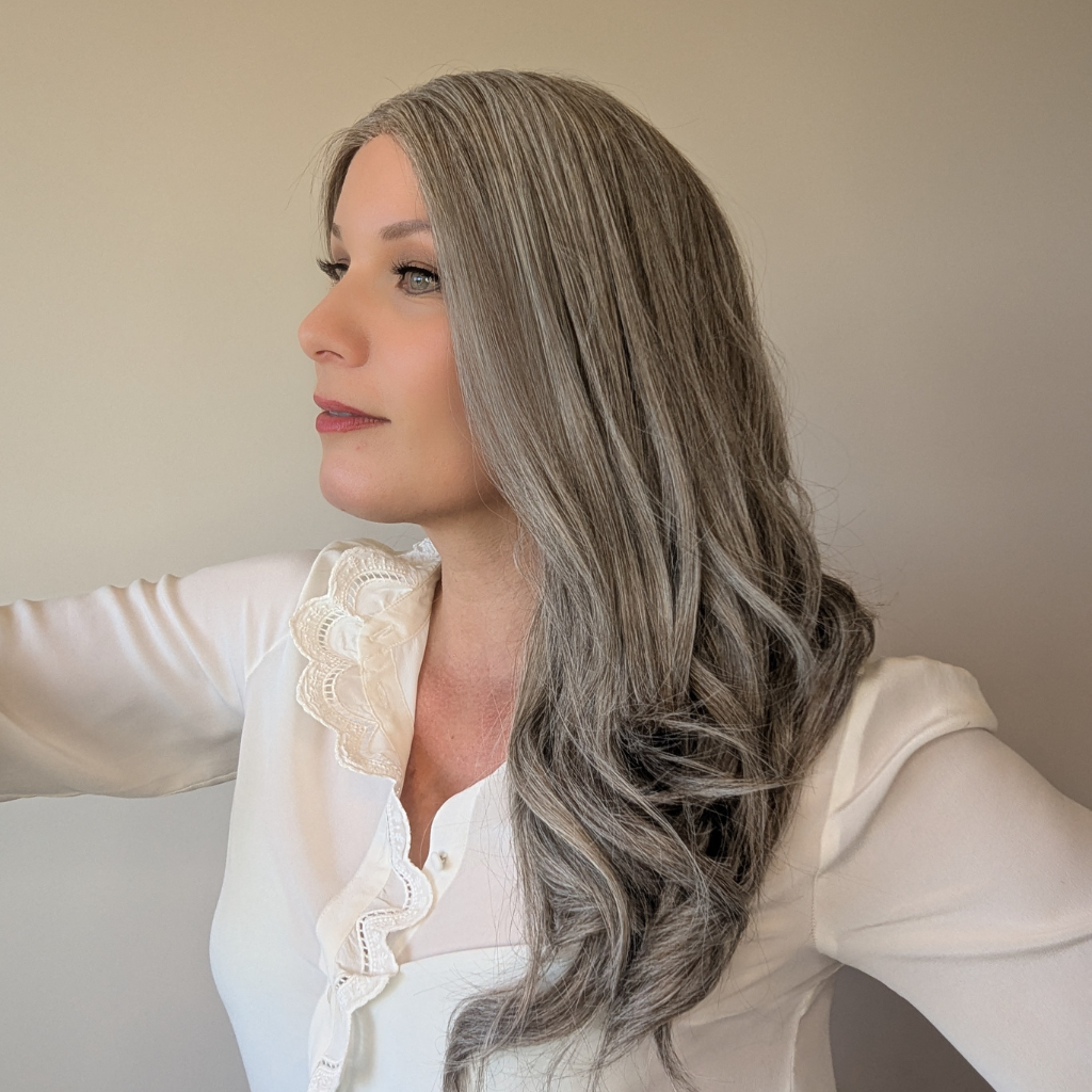 lace front wig luxury synthetic light grey side