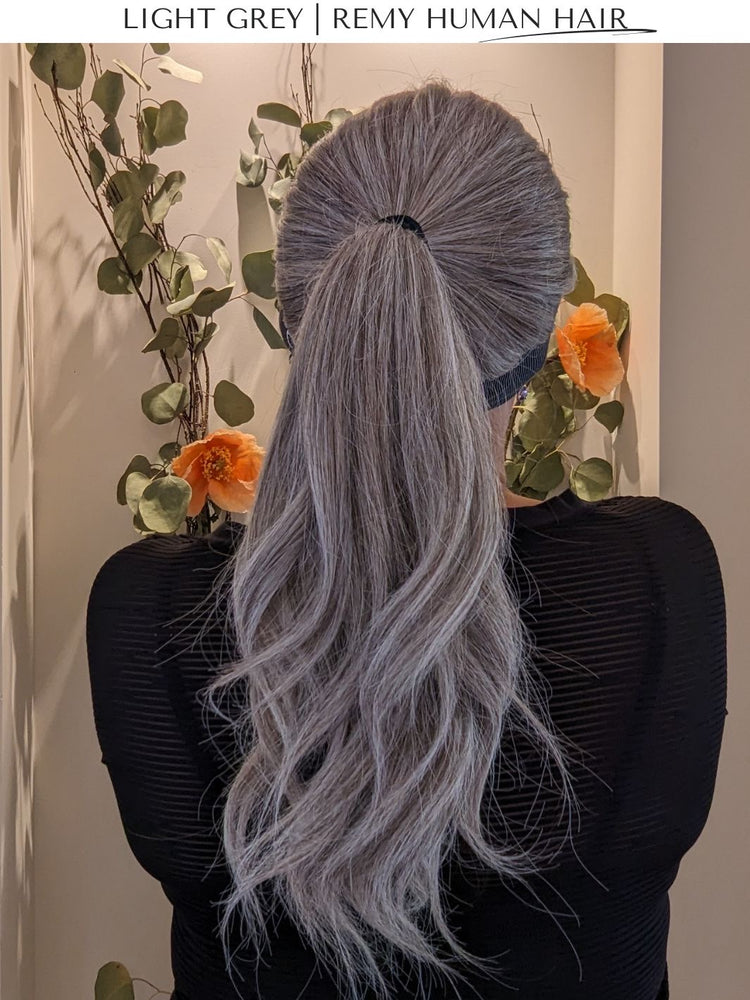 light grey wig back ponytail