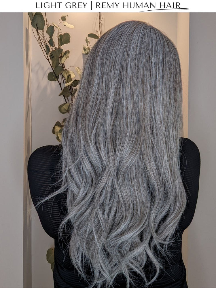 light grey wig bright light
