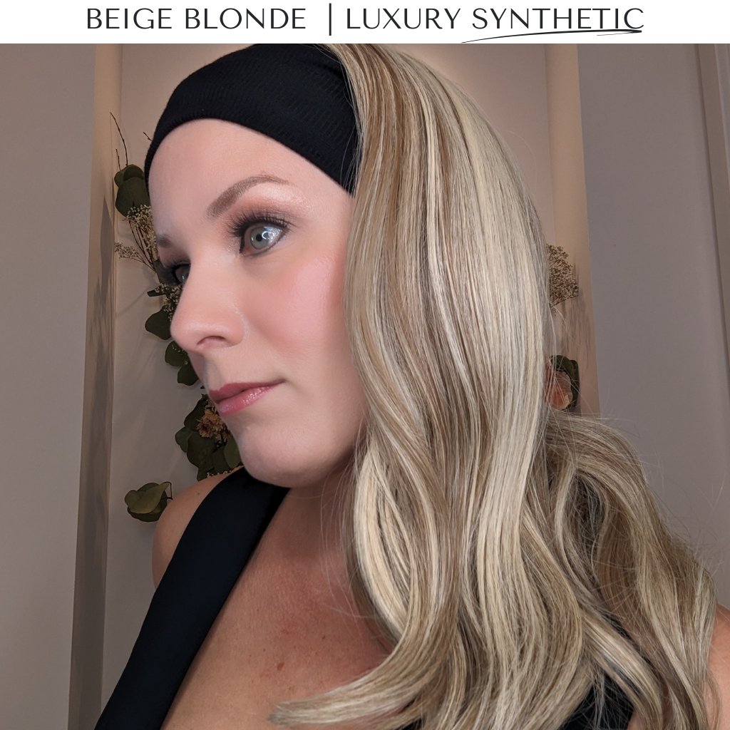 beige blonde headband wig luxury synthetic side