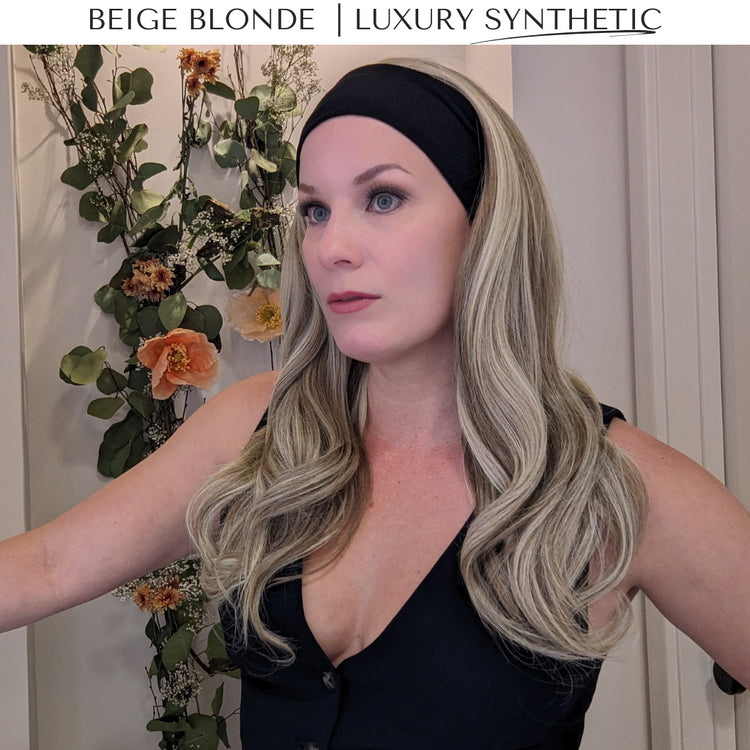 beige blonde headband wig luxury synthetic main