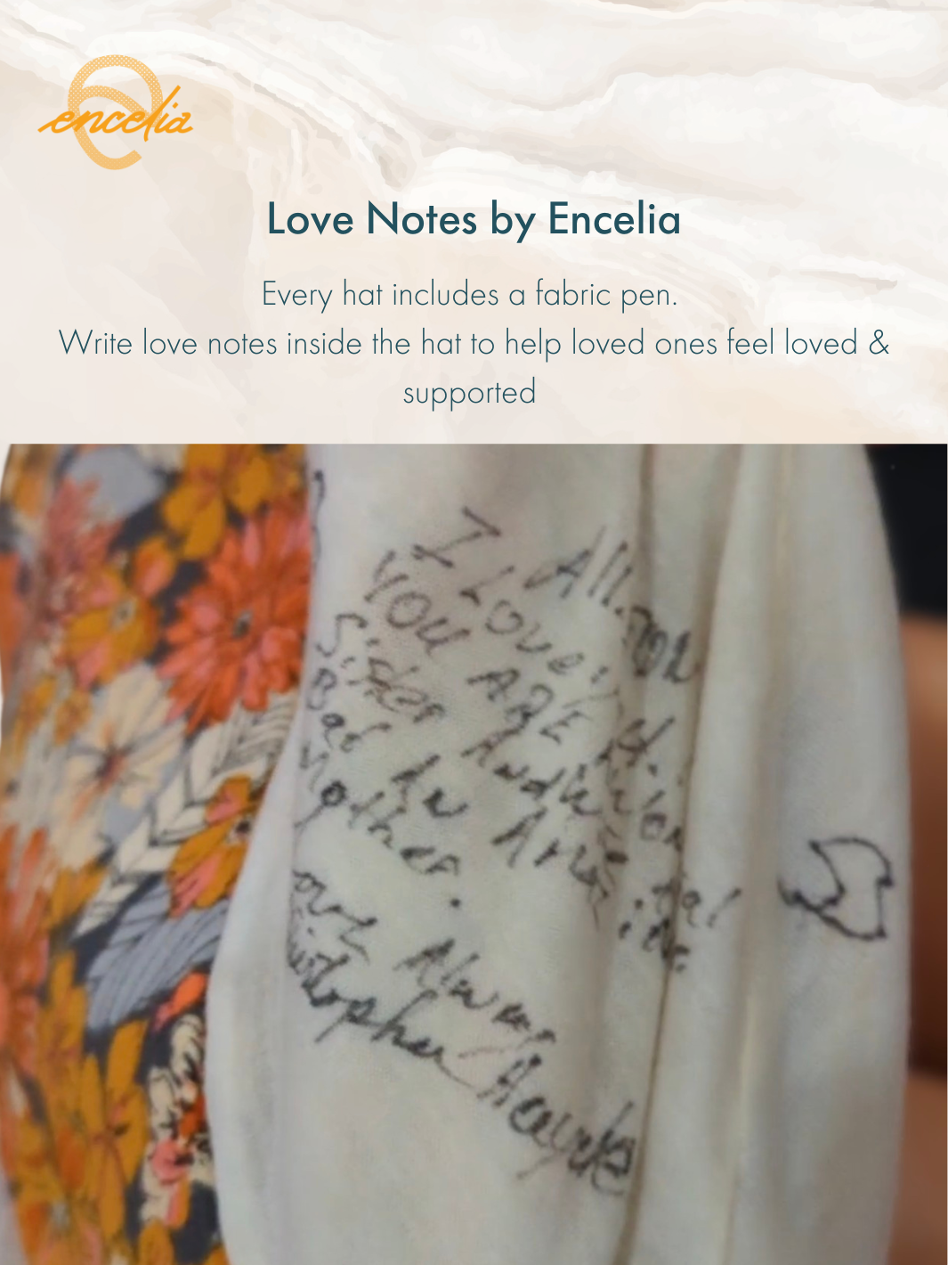 Bright Floral Lightweight Cotton Flannel Chemo Sleep Cap With Eye Mask. Love Notes by Encelia