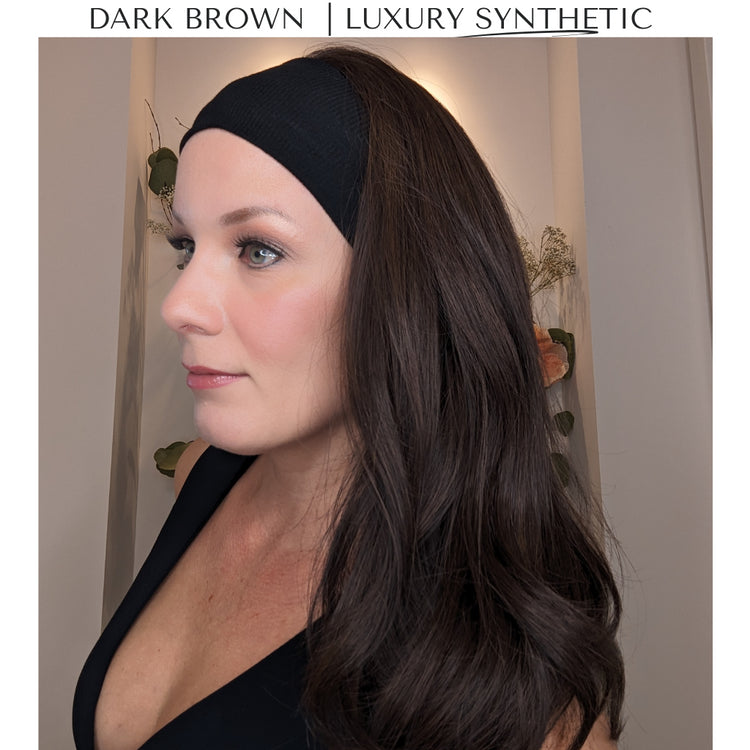 dark brown luxury synthetic wig left side