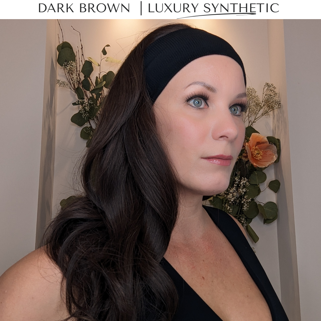 dark brown luxury synthetic wig side