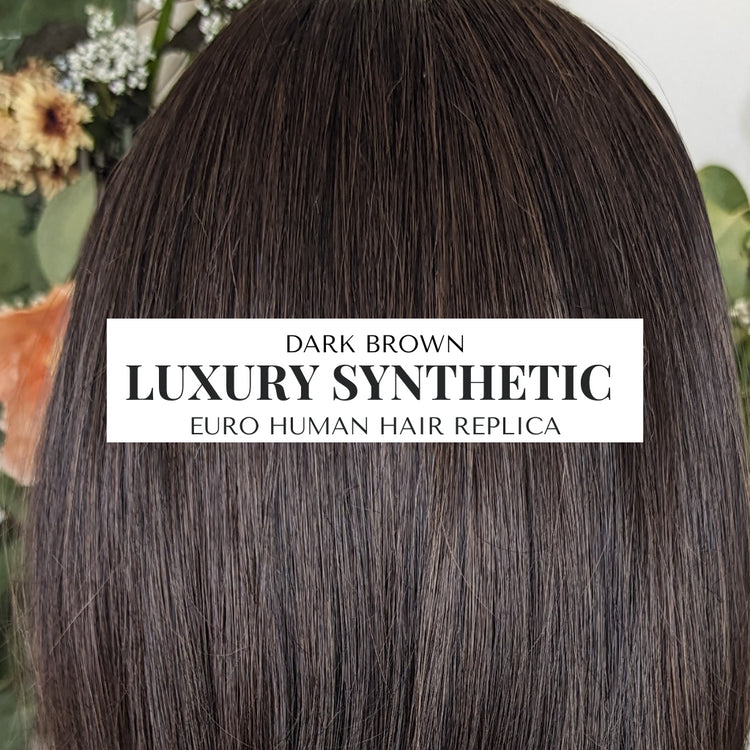 dark brown luxury synthetic wig top
