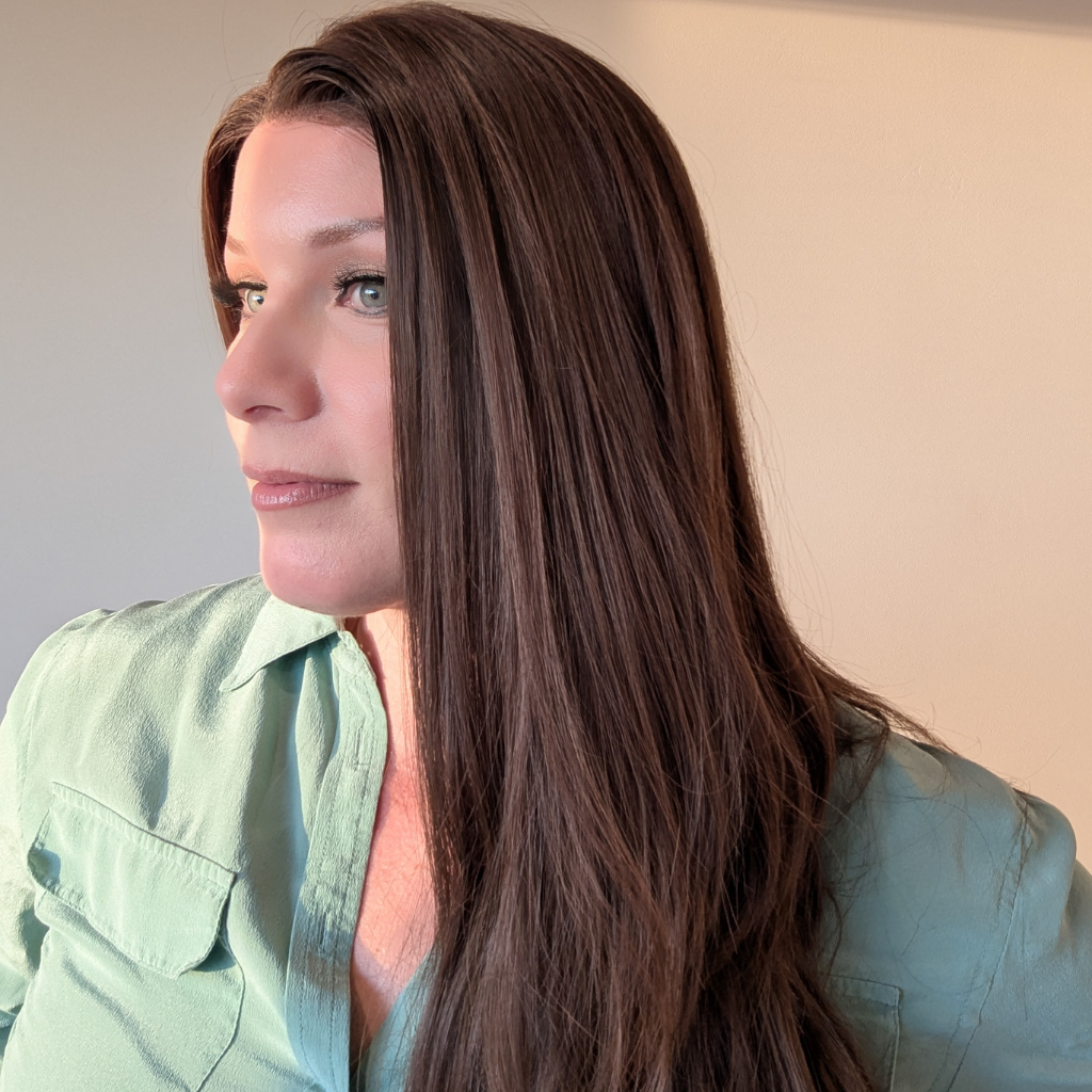 Lace front wig luxury synthetic medium brown side