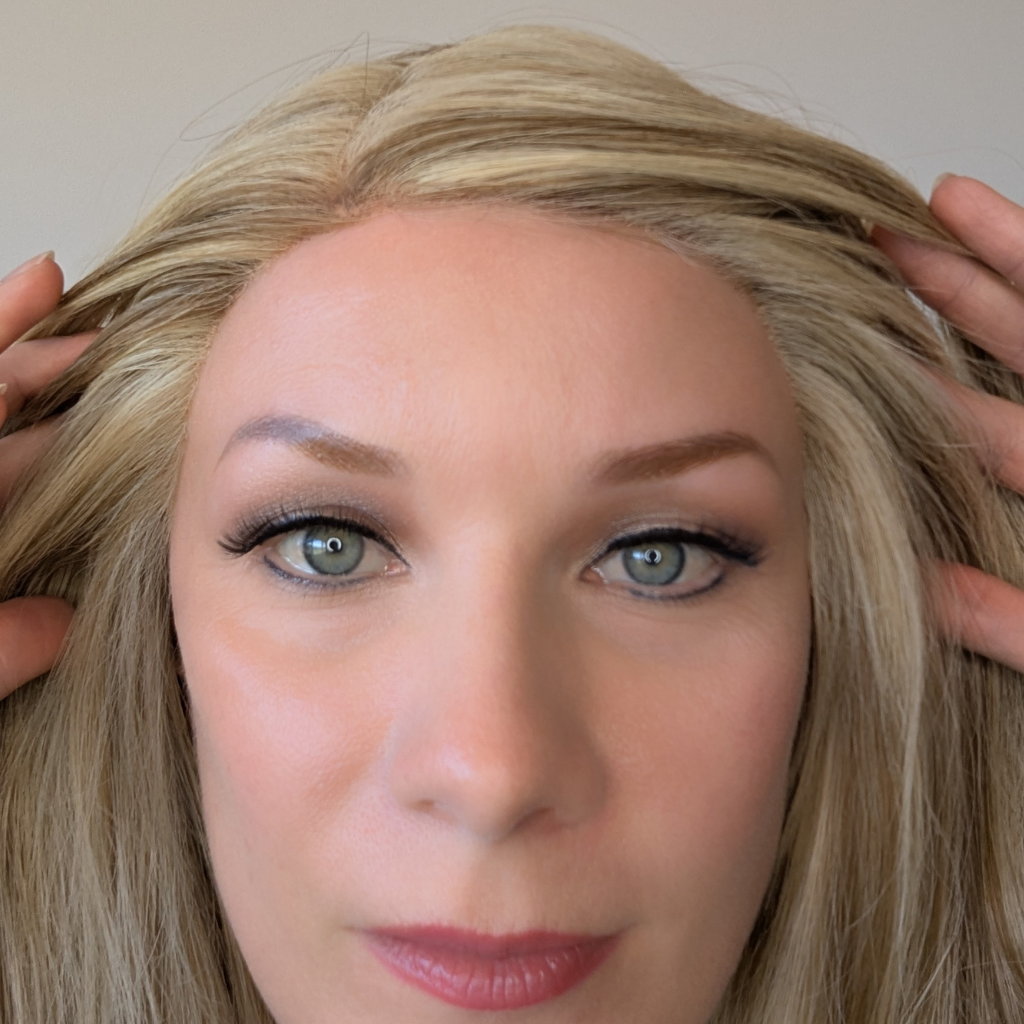 lace front wig luxury synthetic beige blonde hairline close up