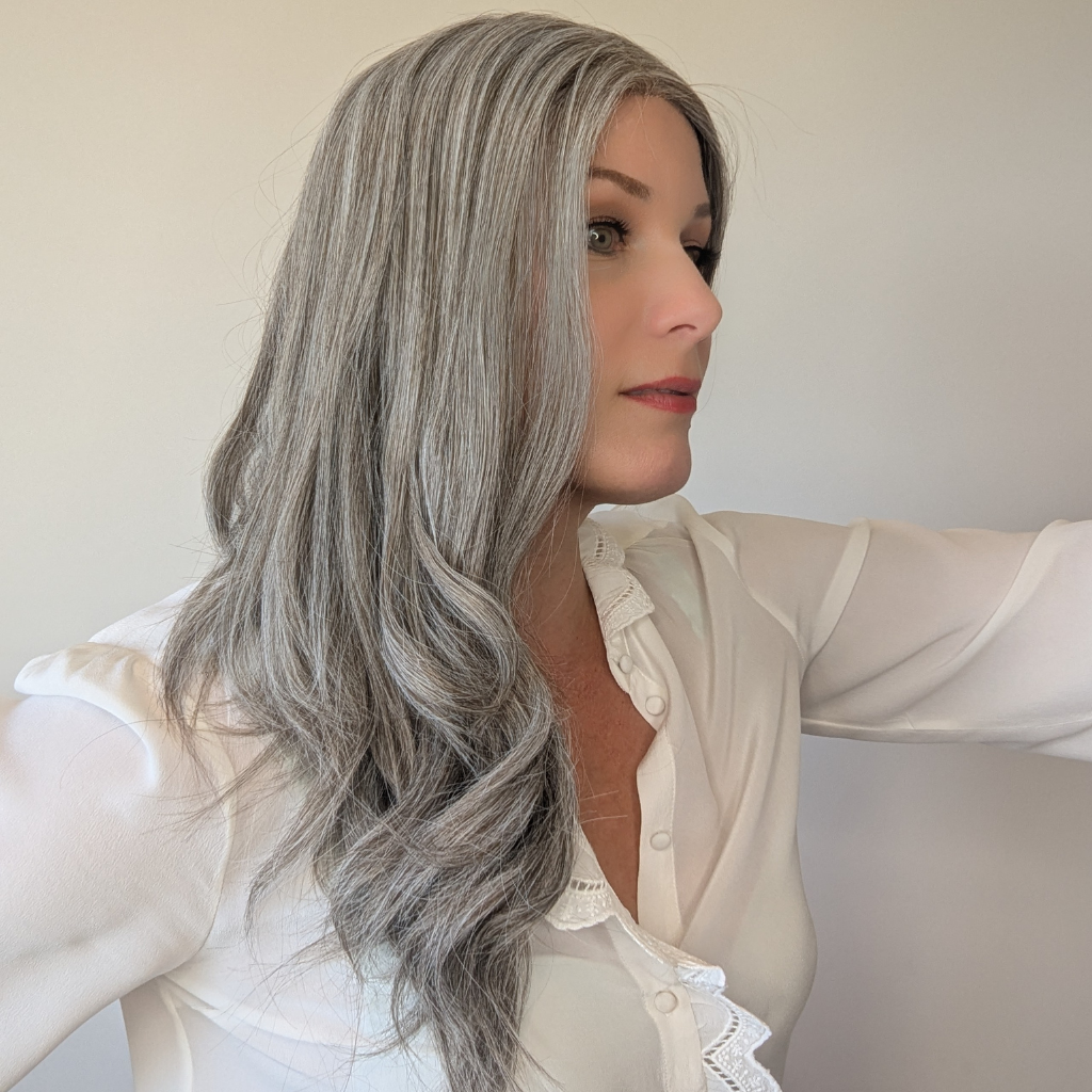 lace front wig luxury synthetic light grey front