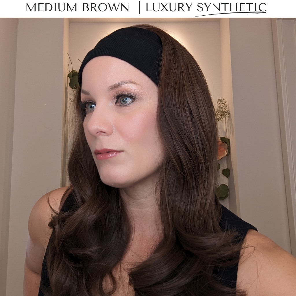 medium brown headband wig luxury synthetic