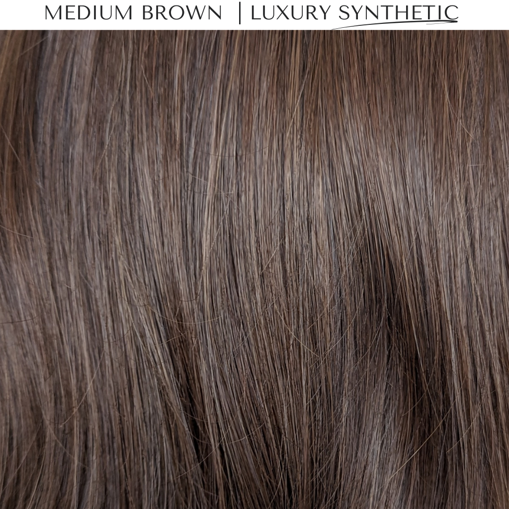 medium brown wig luxury synthetic