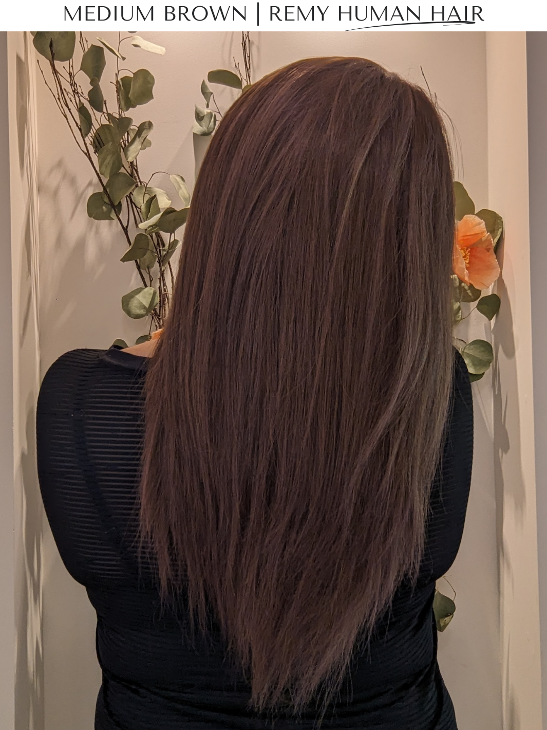 medium brown wig straight hair