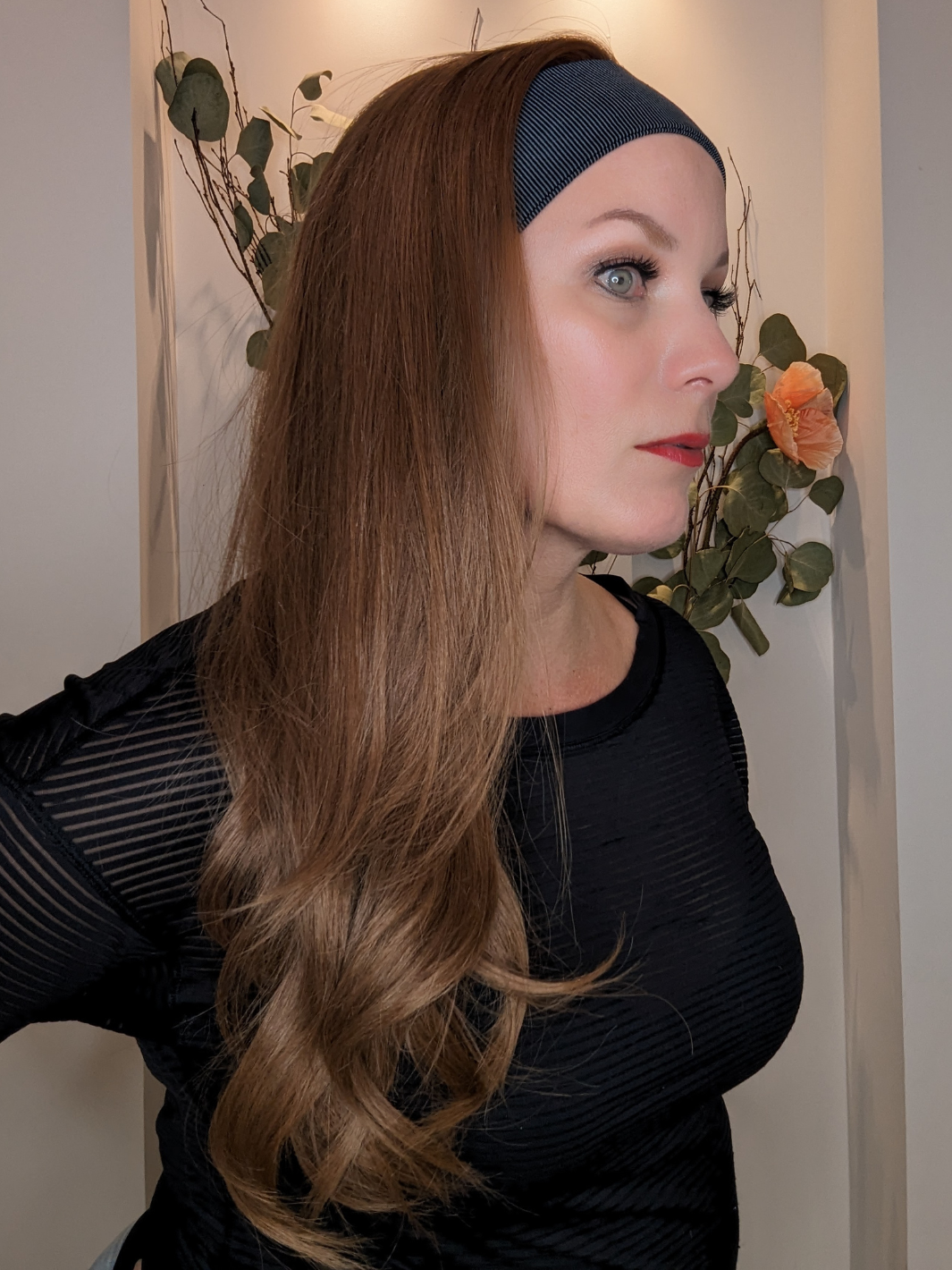 headband wig human hair chestnut brown