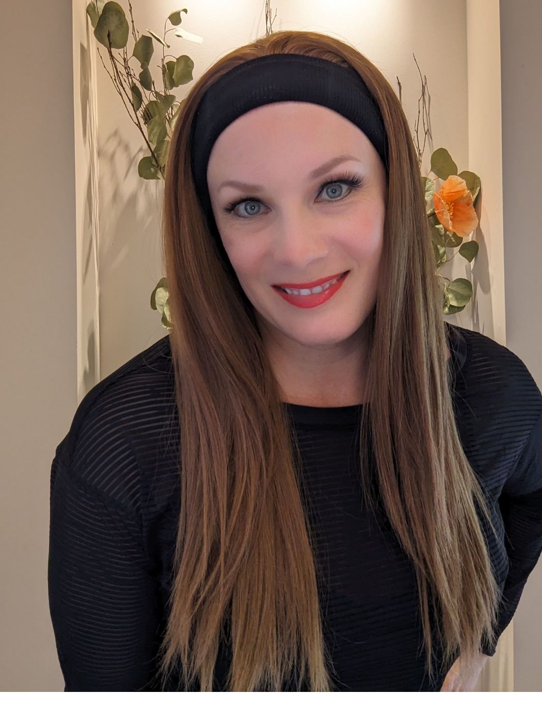 headband wig human hair chestnut brown front