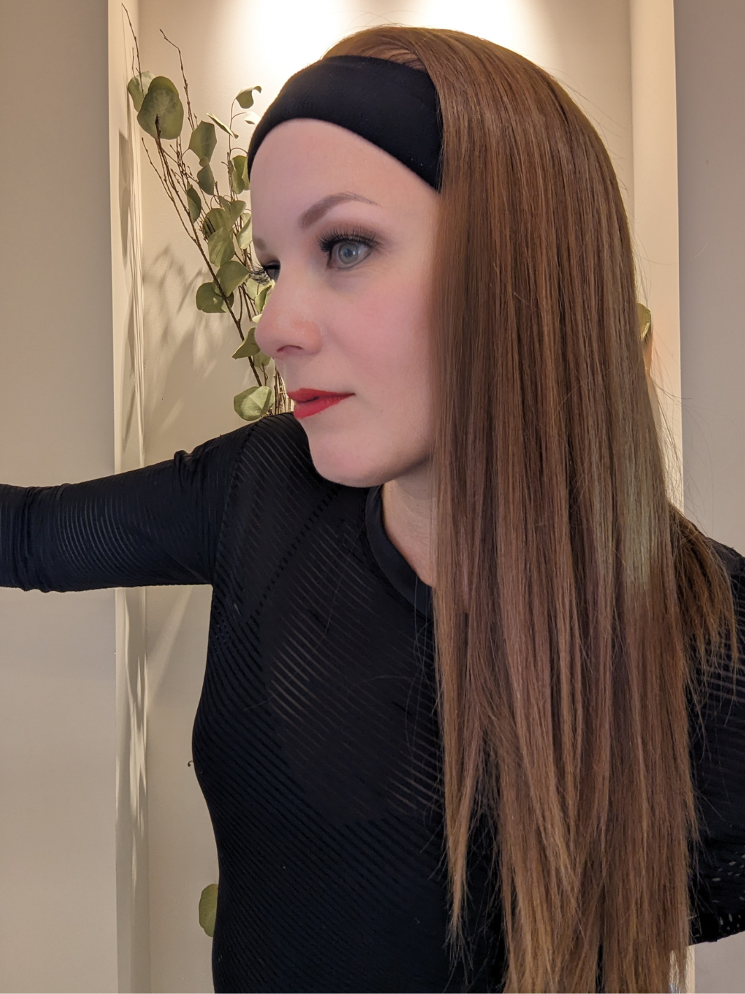 headband wig human hair chestnut brown