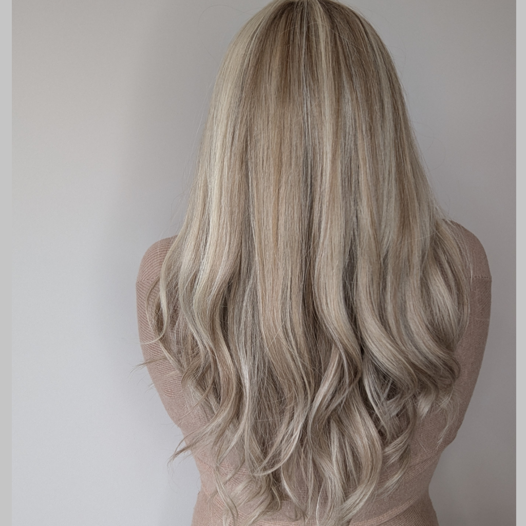 lace front wig human hair beige blonde back