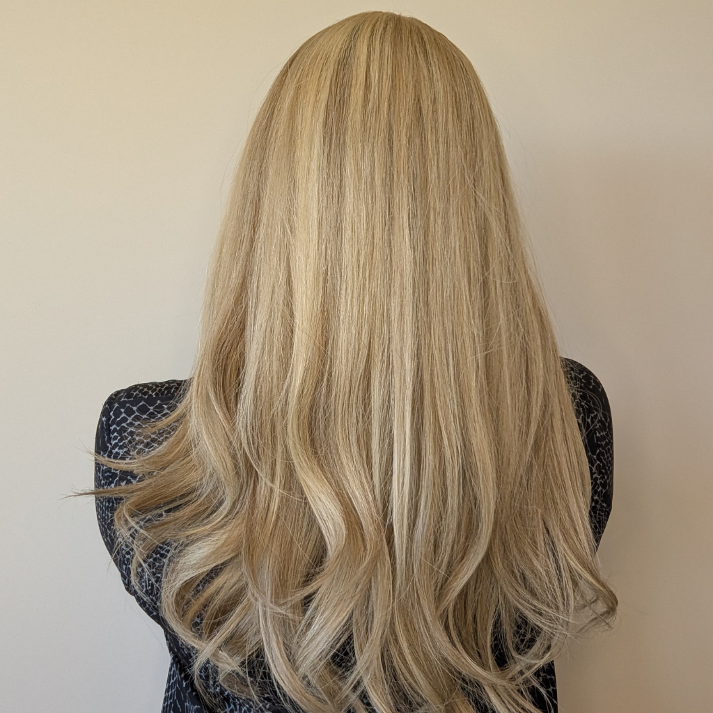 lace front wig human hair beige blonde back