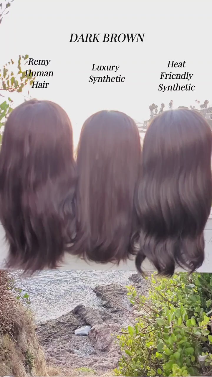 Fitness Wig Human Hair | Dark Brown | Hand-Tied